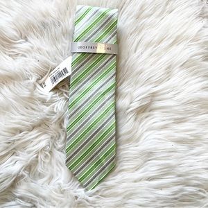 Geoffrey Beene NWT Multi Green Irvine Stripe 100% Silk Men’s Tie